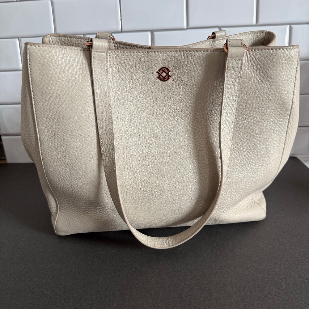 Dagne Dover Medium Allyn Work Tote - Used - Stained Lining, Scuffed Leather